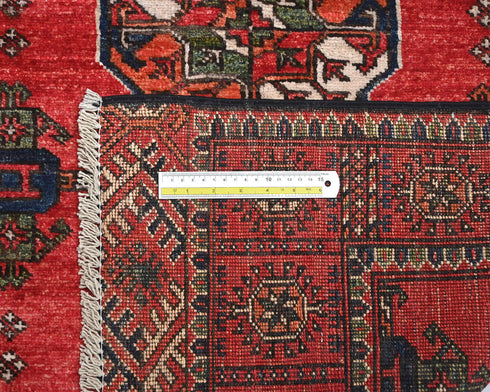 3x5 Red Ersari Afghan Hand Knotted Veg Dye Wool Area Rug